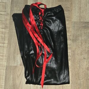 Black Lace-Up Sexy Pleather Stockings